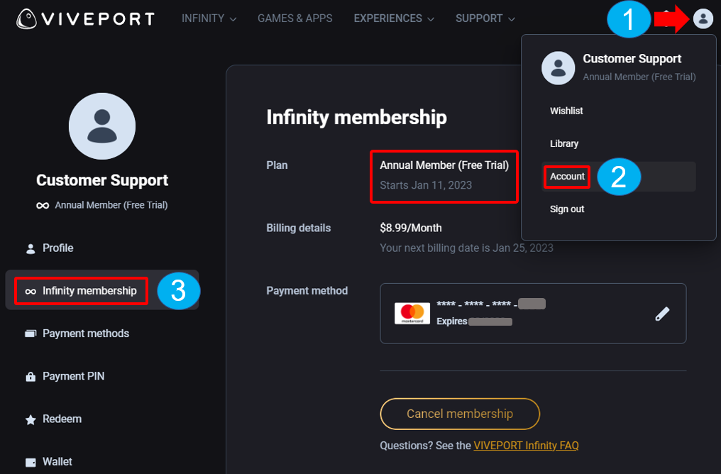 Changing Infinity subscription plans VIVEPORT Help Center